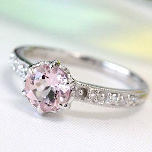 モルガナイト リング レディース 指輪 18金 18k K18 ゴールド 4月 ピンクアクアマリン ...