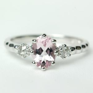 モルガナイト リング レディース 指輪 18金 18k K18 ゴールド 4月 ダイヤモンド ピンク...
