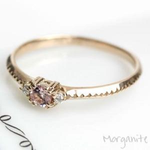 リング モルガナイト ピンクアクアマリン × ダイヤモンド K18 4月