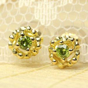 ピアス レディース ガーネット 18金 18k K18 ゴールド デマントイド