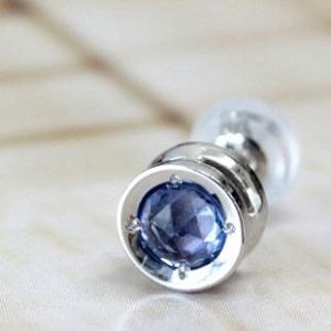 ピアス サファイア 18金 18k K18 ゴールド ブルーサファイア メンズ