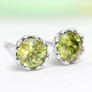 スフェーン ピアス 18金 k18 K18 5.0mm フラ ワーハート 7月