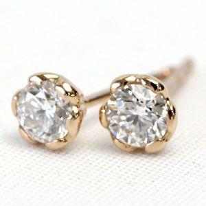 ダイヤモンド ピアス 一粒 ダイヤ レディース 18金 18k K18 ゴールド 
