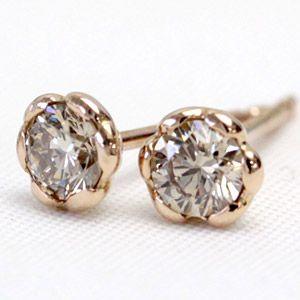 ダイヤモンドピアス レディース 一粒 18金 18k K18 ゴールド 0.3ct ダイヤピアス シ...