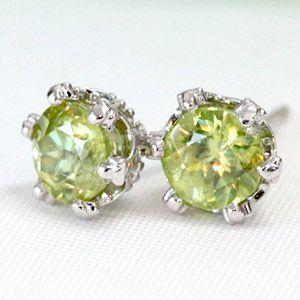 スフェーン ピアス 18k k18 18金 クラウンデザイン 5.0mm 7月