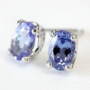 ピアス レディース タンザナイト 18金 18k K18 ゴールド ゾイサイト オーバルカット