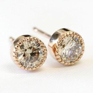 ピアス ダイヤモンド 一粒 レディース 18金 18k K18 ゴールド プラチナ 0.6ct ダイ...
