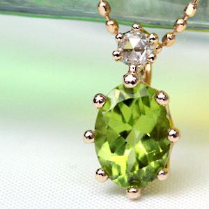 ペンダントトップ レディース 18金 18k K18 ゴールド ペリドット ダイヤモンド ミルククラ...