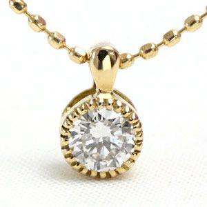 ブラウン ダイヤモンド ネックレス K18PG 0.20ct 覆輪 一粒 18金