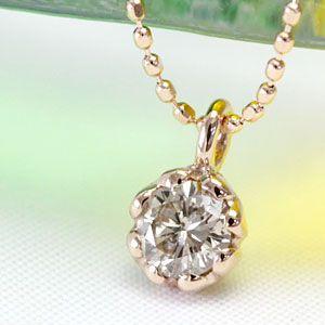 ダイヤモンド ネックレス 一粒 レディース ダイヤ 18金 18k K18 シャンパンブラウンダイヤ...