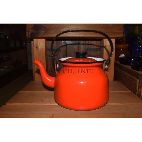 【北欧ヴィンテージ】【アラビア / フィネル】【カイ・フランク】プレーン　レッド　ホーローケトル