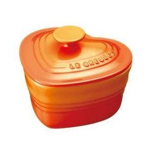 ル・クルーゼ(LE CREUSET) ラムカンダムール フタ付 オレンジ ハート型の耐熱容器　オーブ...