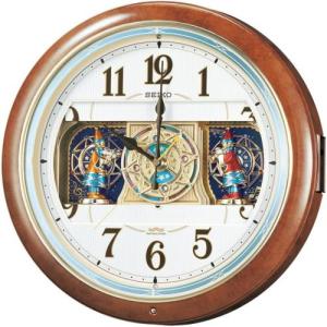 セイコー SEIKO RE559H 電波からくり時計 掛け時計 ウエーブシンフォニー 茶 マーブル 模様 RE559H