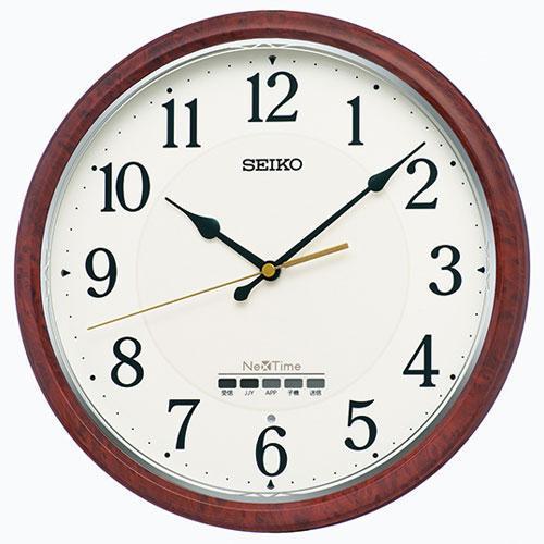 セイコー(SEIKO) ZS256B 茶木目模様 光沢仕上げ ネクスタイムシリーズ 電波掛け時計