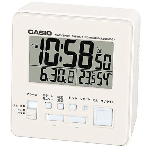 CASIO(カシオ) DQD-805J-7JF ホワイト 電波目覚まし時計 温湿度計付き
