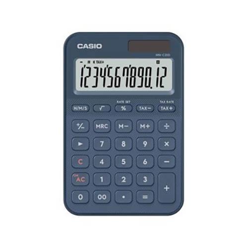 CASIO(カシオ) MW-C20D-NY-N ネイビー 電卓 ミニジャストサイズ 12桁 税計算 ...