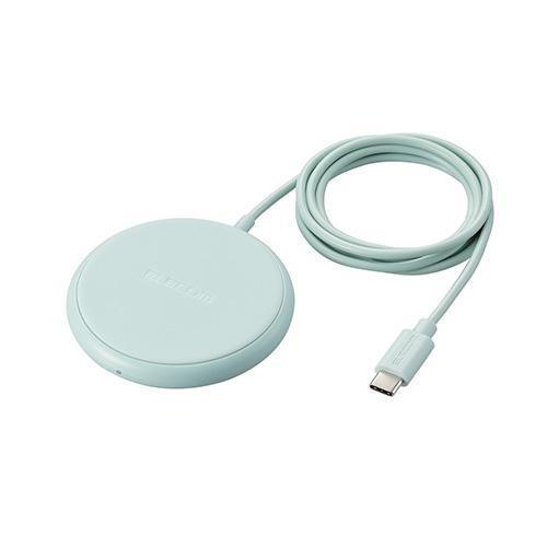 エレコム(ELECOM) W-QA25-GN(グリーン) ワイヤレス充電器 Qi認証 5W 卓上 滑...