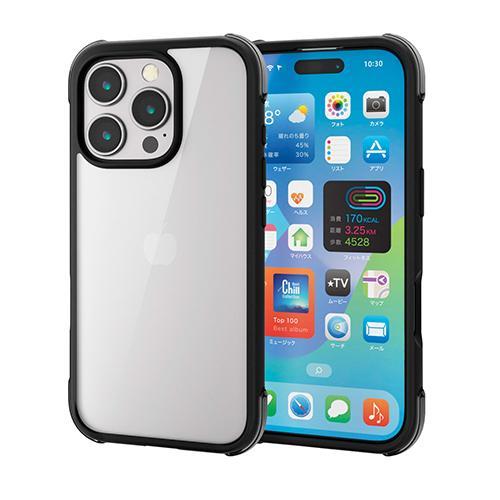 エレコム(ELECOM) PM-A24CHVAIRBK ブラック×クリアブラック iPhone16 ...