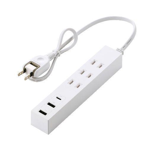 エレコム(ELECOM) T-U08-3A2C05WH ホワイト 延長コード 電源タップ 0.5m ...