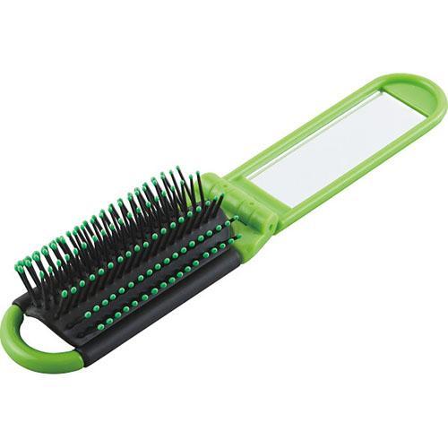 その他 コンパクトブラシ ミラー付 グリーン