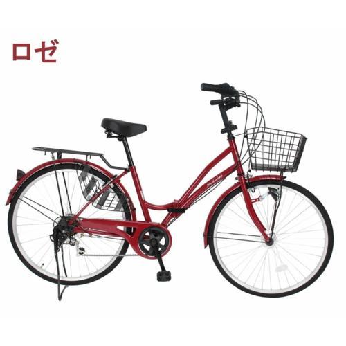 シティサイクル ママチャリ シマノ製6段変速 折りたたみ可 26インチ 21テクノロジー(21Tec...