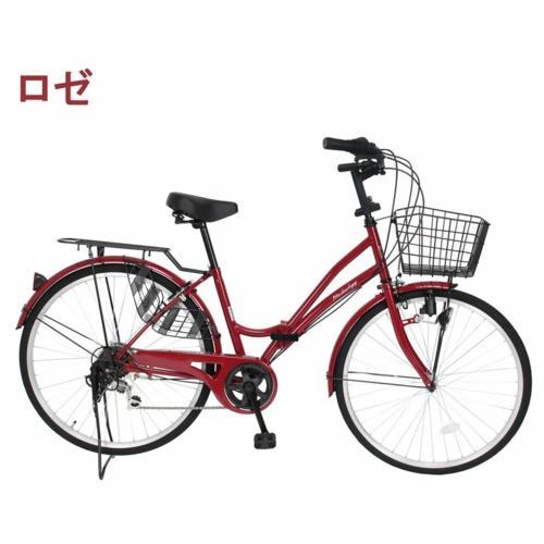 シティサイクル ママチャリ シマノ製6段変速 折りたたみ可 26インチ 21テクノロジー(21Tec...