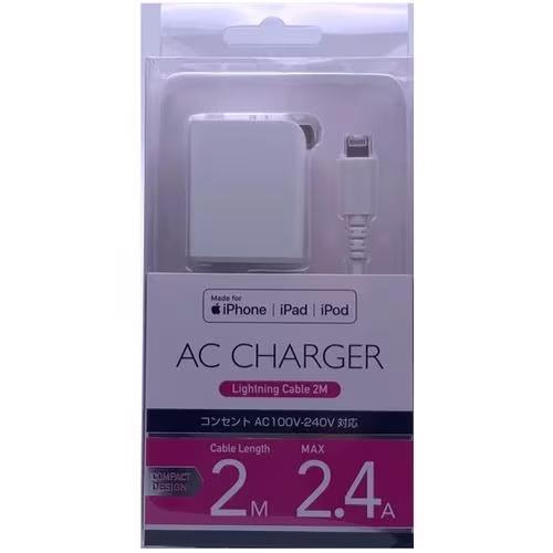 オズマ IH-AC24L200WH ホワイト Lightning用AC充電器 2.4A 2m