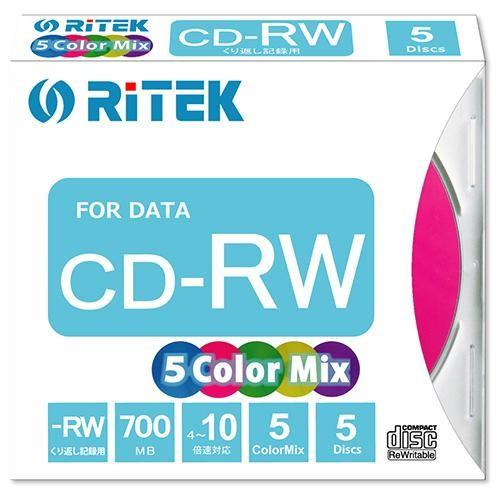 ライテック CD-RW700.MIX5P A データ用 CD-RW 700MB 繰り返し記録 プリン...