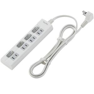 エルパ LEDランプスイッチ付タップ 上差し 4個口 2m WLS-LU4200REB