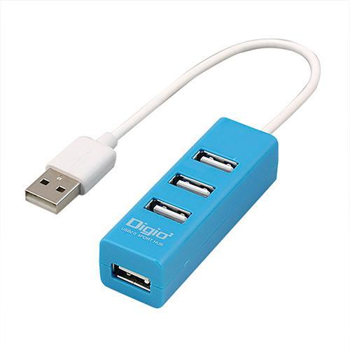 ナカバヤシ UH-2604-BL ブルー USB2.0 4ポートハブ/15cm