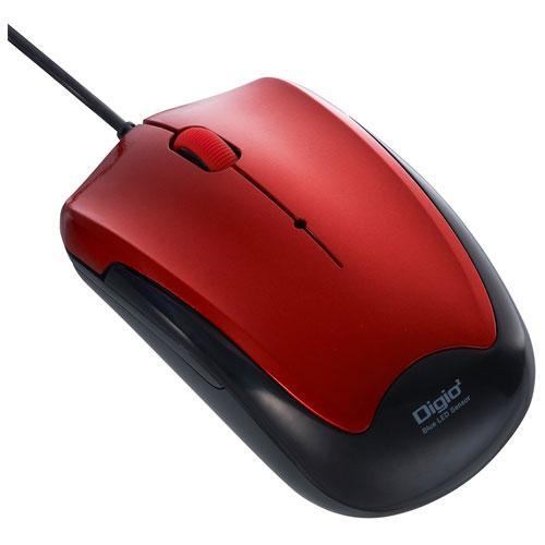 ナカバヤシ MUS-UKT124R レッド USB 有線静音3ボタンBlueLEDマウス