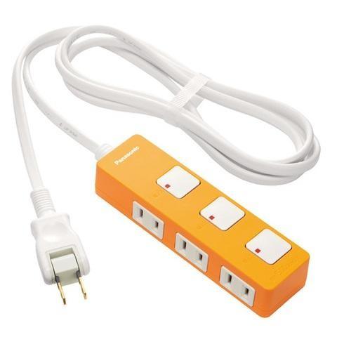 パナソニック(Panasonic) WHS2523JP オレンジ 電源タップ 個別スイッチ 2ピン ...