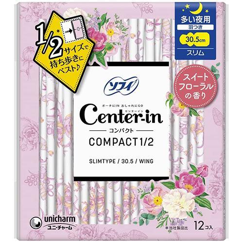 ユニ・チャーム(unicharm) センターインコンパクト 1/2 多い夜用 スイートフローラルの香...