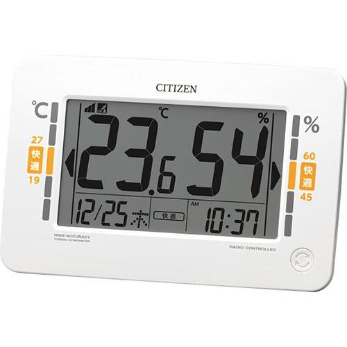 シチズン(CITIZEN) シチズン 環境目安表示付きデジタル電波時計 白