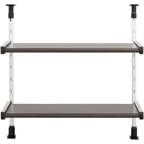 田窪工業所 MTP2-55 木目調 つっぱり棚 2段 幅55cm スチール製 モクメタル