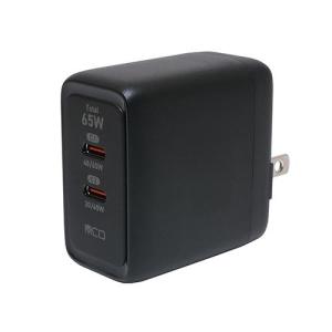 ミヨシ IPA-C08/BK(ブラック) USB PD対応(65W) USB-ACアダプタ 2ポートタイプ｜eccurrent