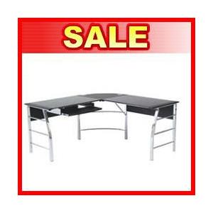 不二貿易  【組立品】 ガラスＰＣデスク Ｌ型 ＣＴ−１０４０ＢＫ 70390【代引・日時指定・キャ...