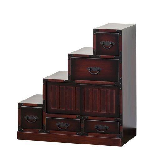クロシオ 【完成品】民芸調 階段箪笥 左下がり 幅67cm