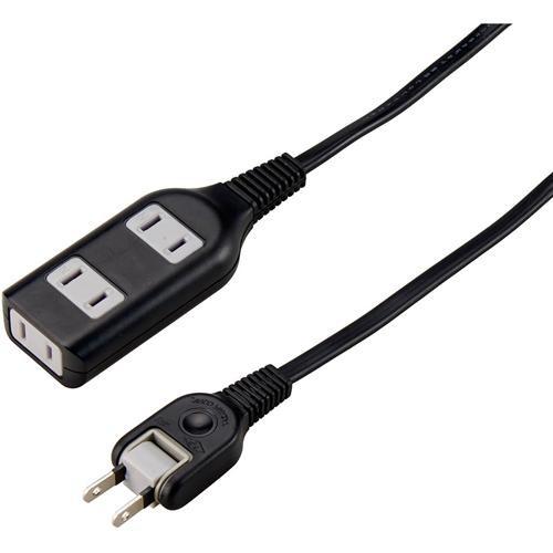 ヤザワ 耐トラ付タップ 3個口 上挿し2・横挿し1 2m Y02S302BK ブラック