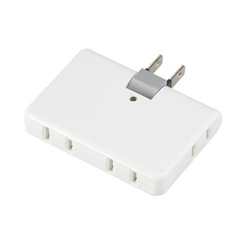 ヤザワ Y02HCK400WH ホワイト 強力雷ガード付4個口コーナータップ