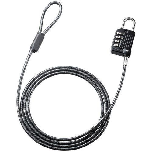 サンワサプライ SLE-32S ブラック ワイヤー一体型ダイヤル錠