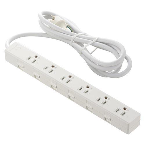 オーム電機(OHM) HS-TKML62-3PE25-W 雷ガード・アース付きタップ 6個口 2m ...