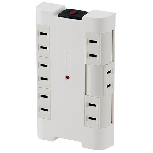 オーム電機(OHM) HS-A1251W 独立回転タップ 雷サージ付き 壁コンセント用 6個口 00...