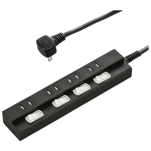オーム電機(OHM) HS-TPK41PBT-K 黒 雷に強い節電タップ 4個口 上挿し 1m 00...