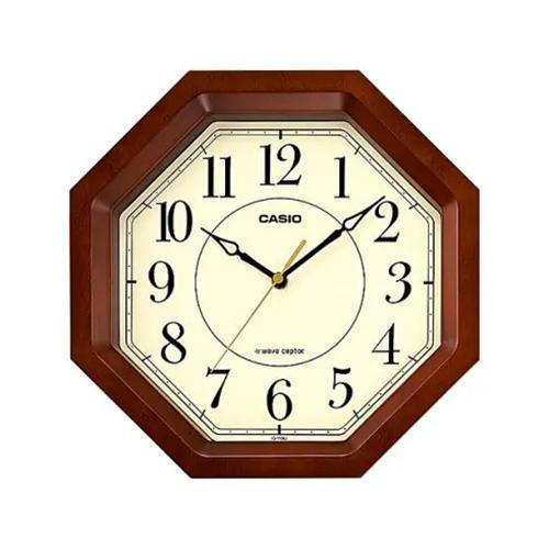 CASIO(カシオ) IQ-1106J-5JF 濃茶木 電波掛時計 木枠 MDF