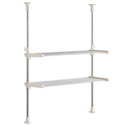 ベストコ NY-1001 ワームグレー ステンレス つっぱりキッチンラック 2段 ワイド棚