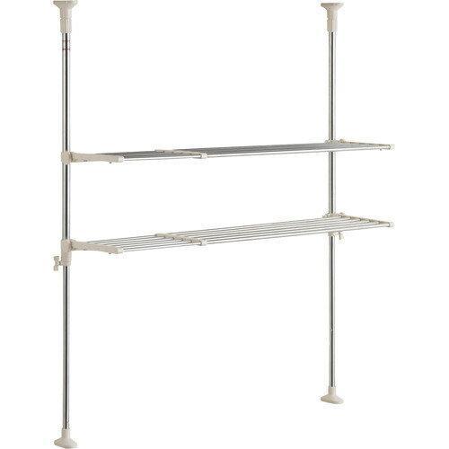 ベストコ NY-1002 ワームグレー ステンレス つっぱりキッチンラック 2段 伸縮棚