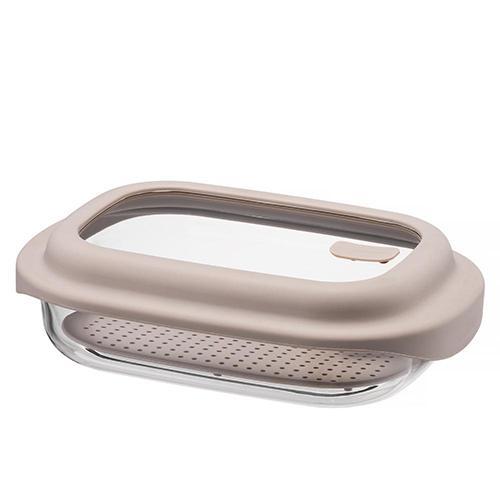 ベストコ LNG483 ベージュ ロック&amp;ロック ユニクッカー ガラス 保存容器 1.6L