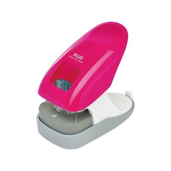 プラス 針なしホッチキス ペーパークリンチ卓上型 12枚とじ ピンク[代引不可]