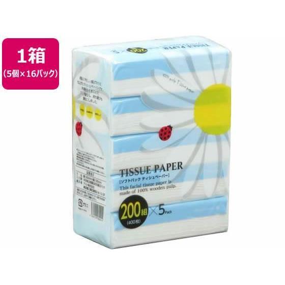 アスト ソフトパックティッシュ てんとう虫 200組 5個×16パック[代引不可]